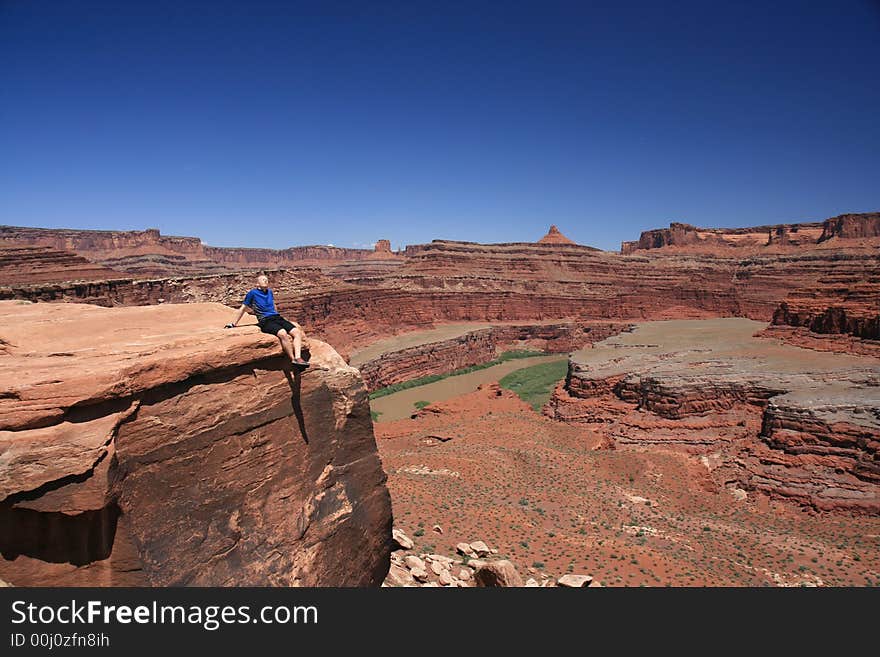 Mountain biker taking breather