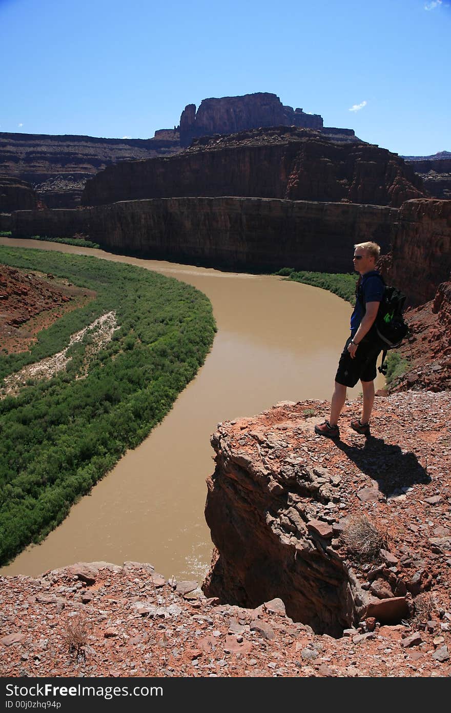 Mountain biker overlooking Colorado River