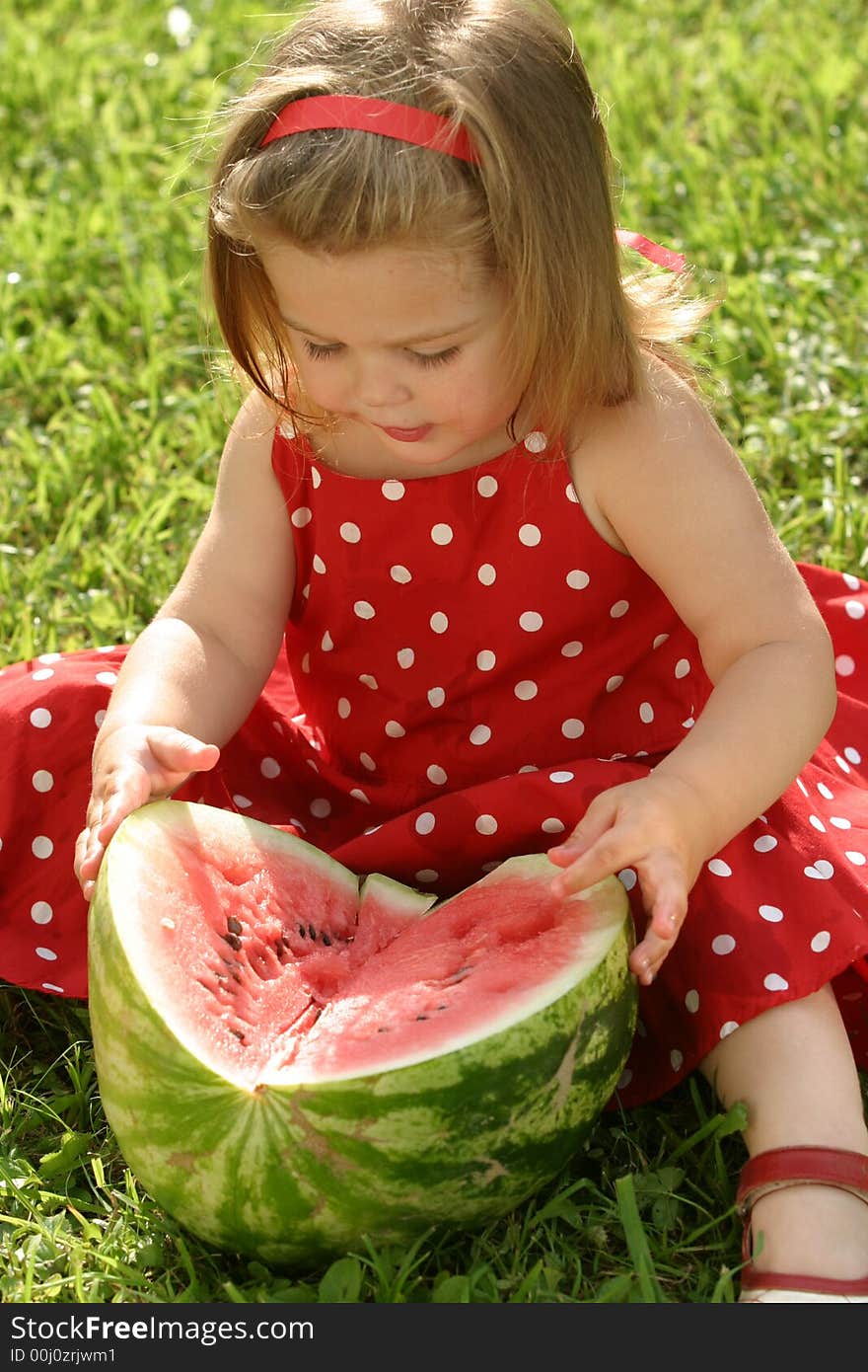 Girl eating watermelon