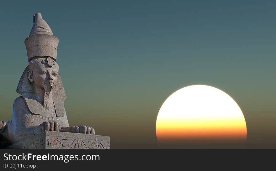 Antique Egyptian sphinx on quay of the river. Saint-Petersburg, Russia