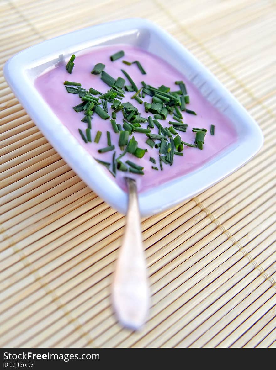 Delicious yogurt sauce with parsley