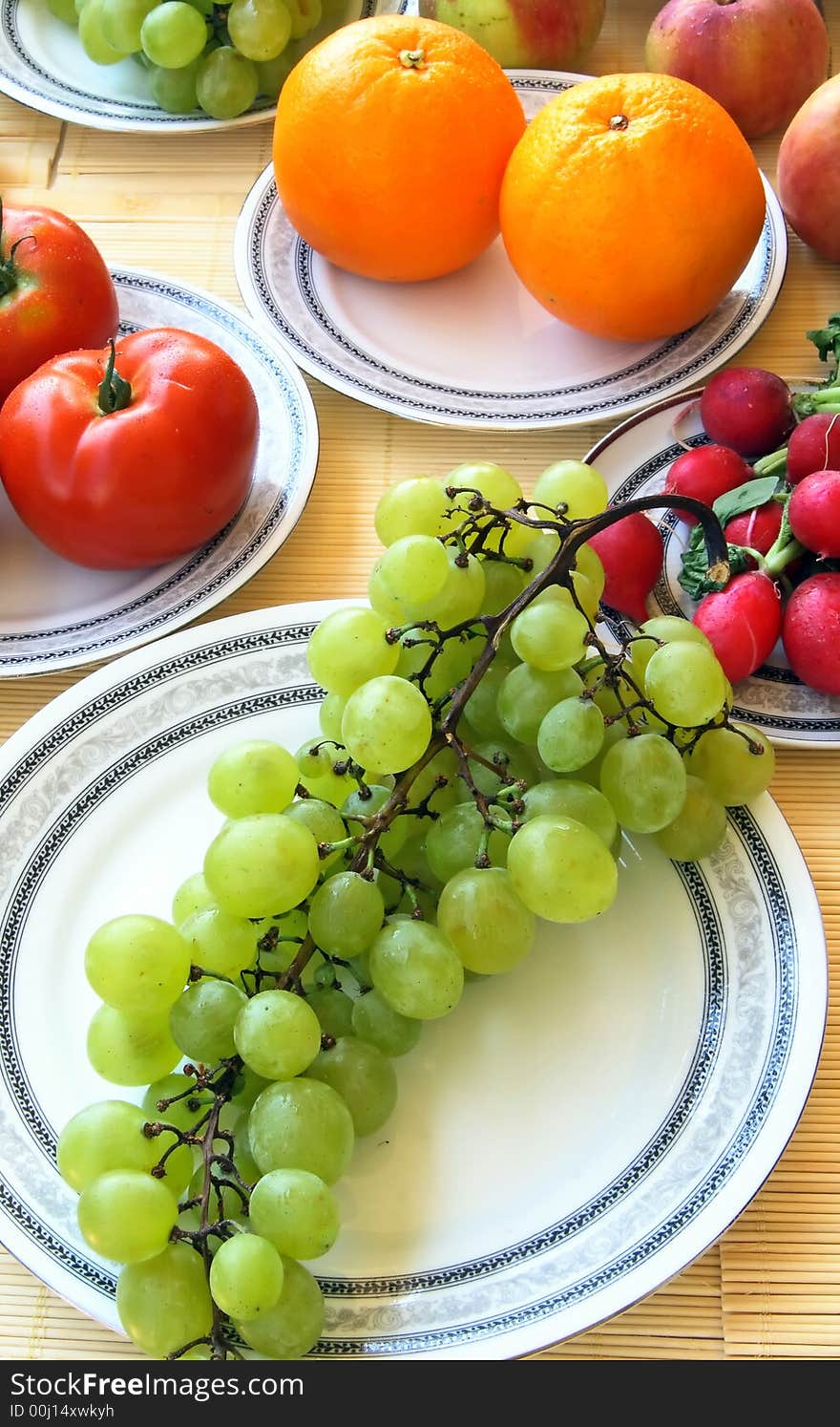 Set of different vegetables and fruits. Set of different vegetables and fruits