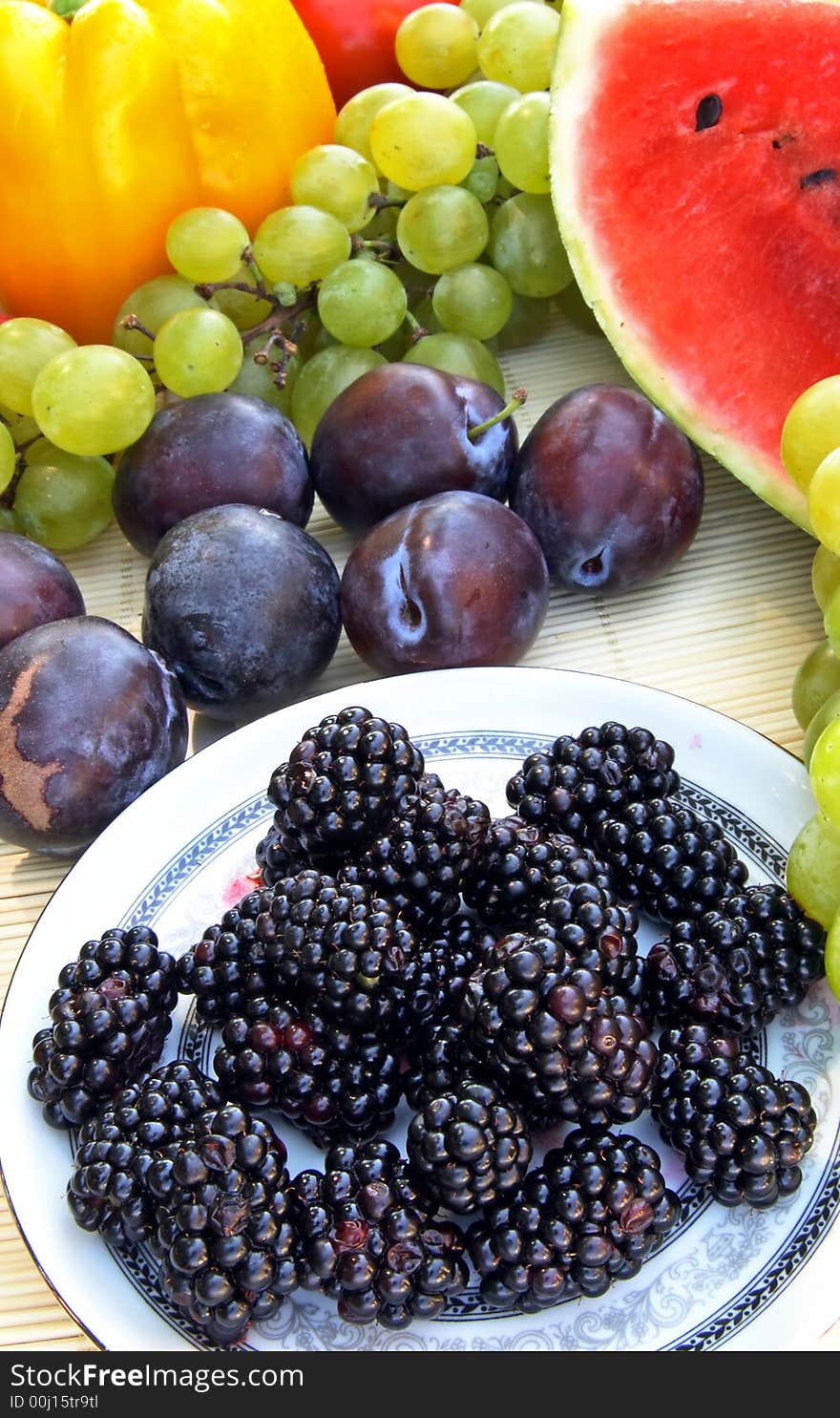 Set of different vegetables and fruits