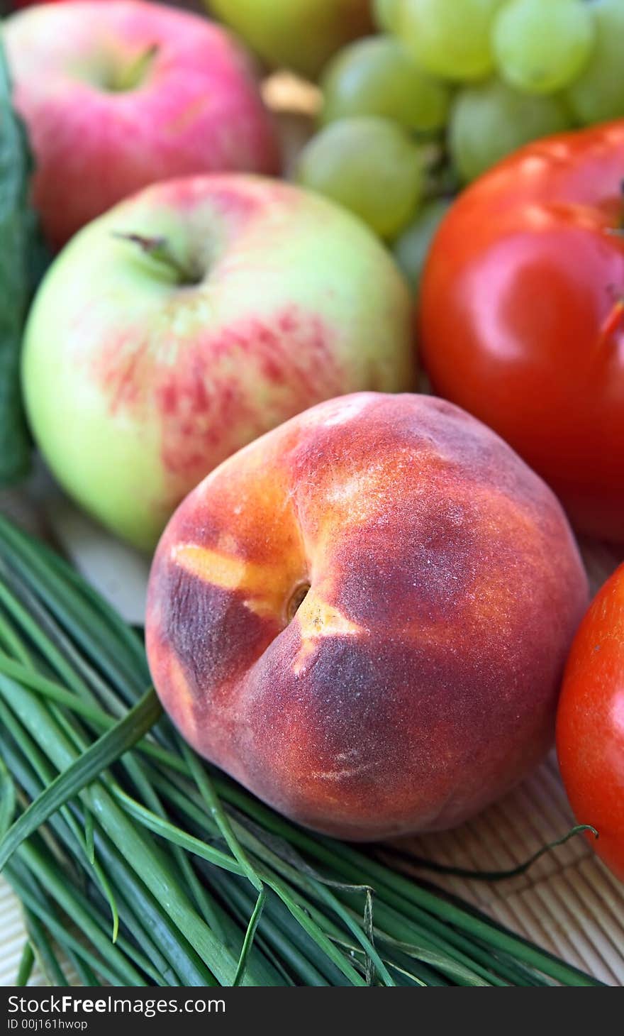 Set of different vegetables and fruits. Set of different vegetables and fruits