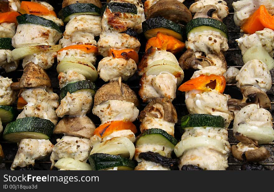 Barbecue with vegetables