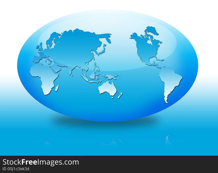 Oval globe in blue background