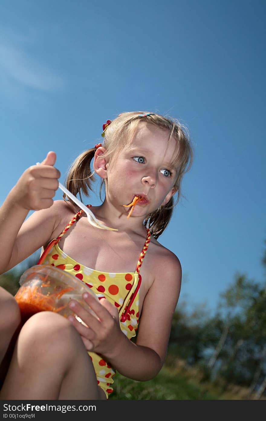 Girl Eats Salad