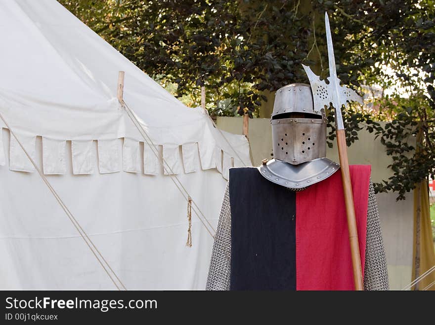 Medieval Knight armor and tent