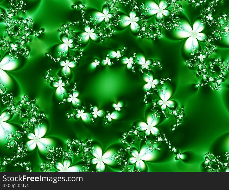 Swirl of flowers on a green background