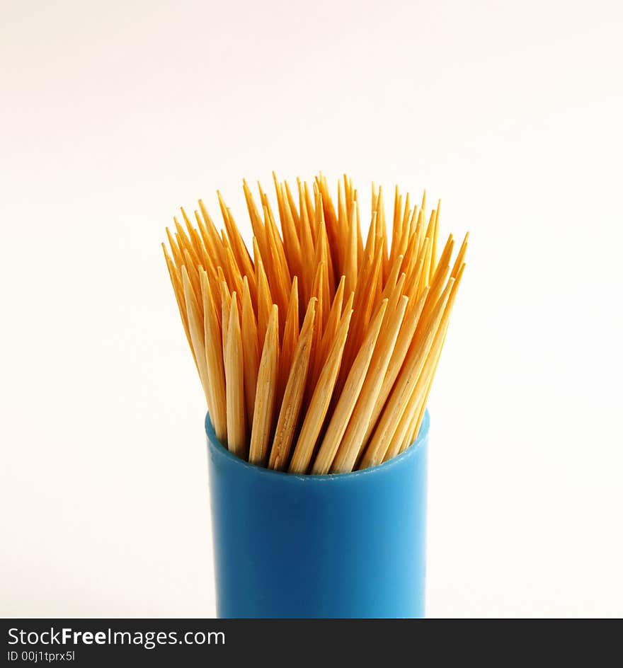 Isolated photo of toothpicks in blue packing