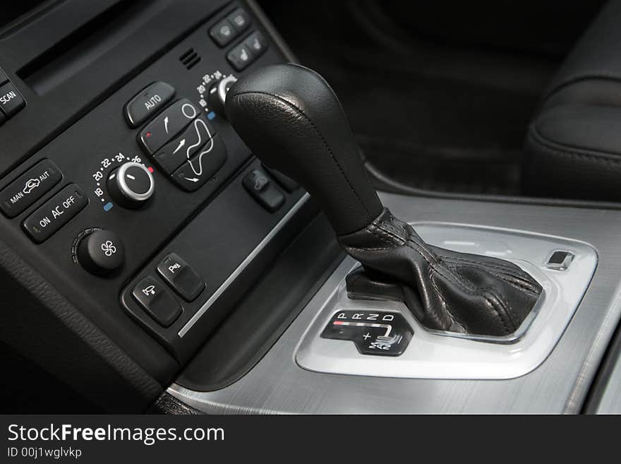 Gear-change lever in interior of the car