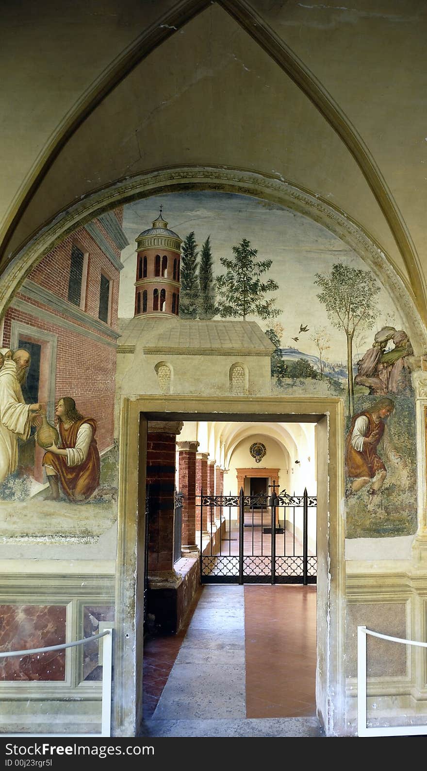 Entrance to the Secluded part of the Saint Oliveto monastery in Asciano, Siena, Tuscany. Entrance to the Secluded part of the Saint Oliveto monastery in Asciano, Siena, Tuscany