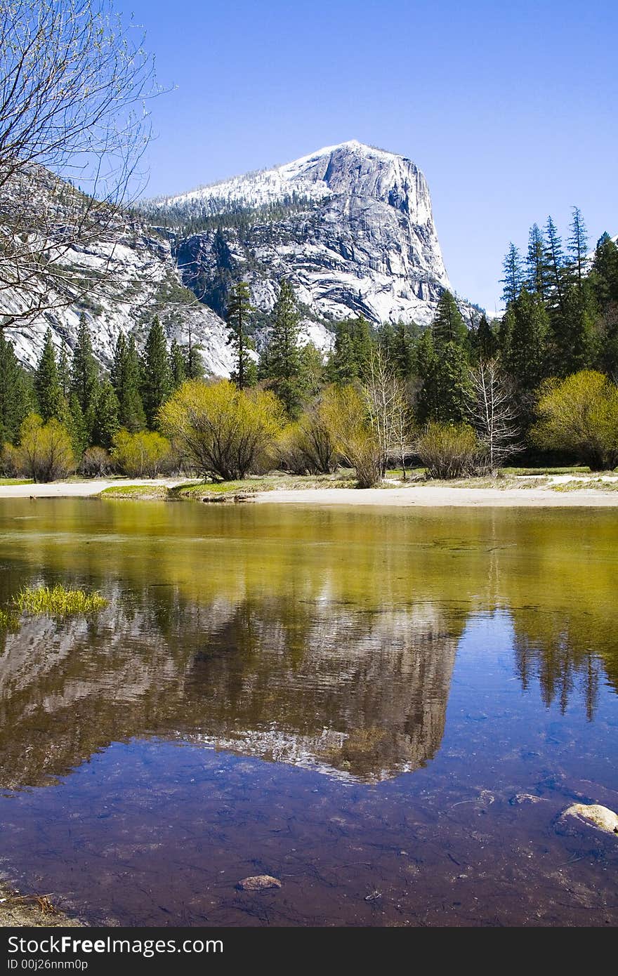 View of half dome from mirror lake in yosemite national park, california usa. View of half dome from mirror lake in yosemite national park, california usa.