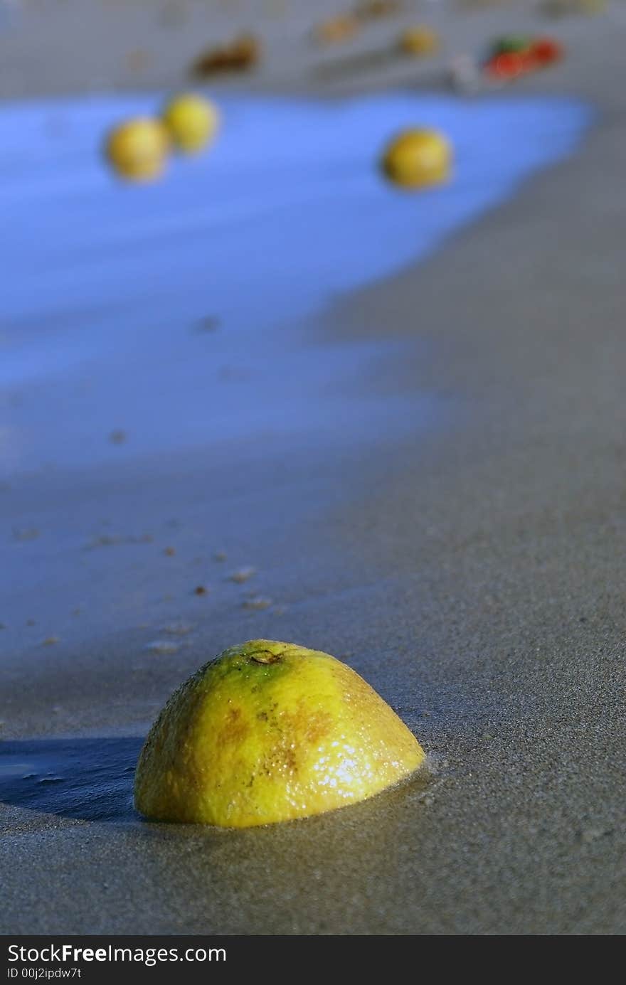 Lemon on the sea shore in Sri Lanka