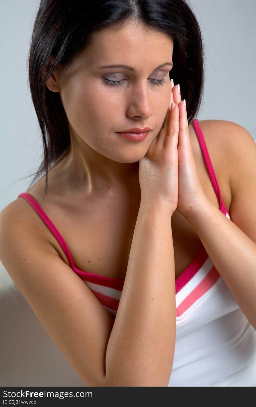 Portrait of young woman in bed. Portrait of young woman in bed