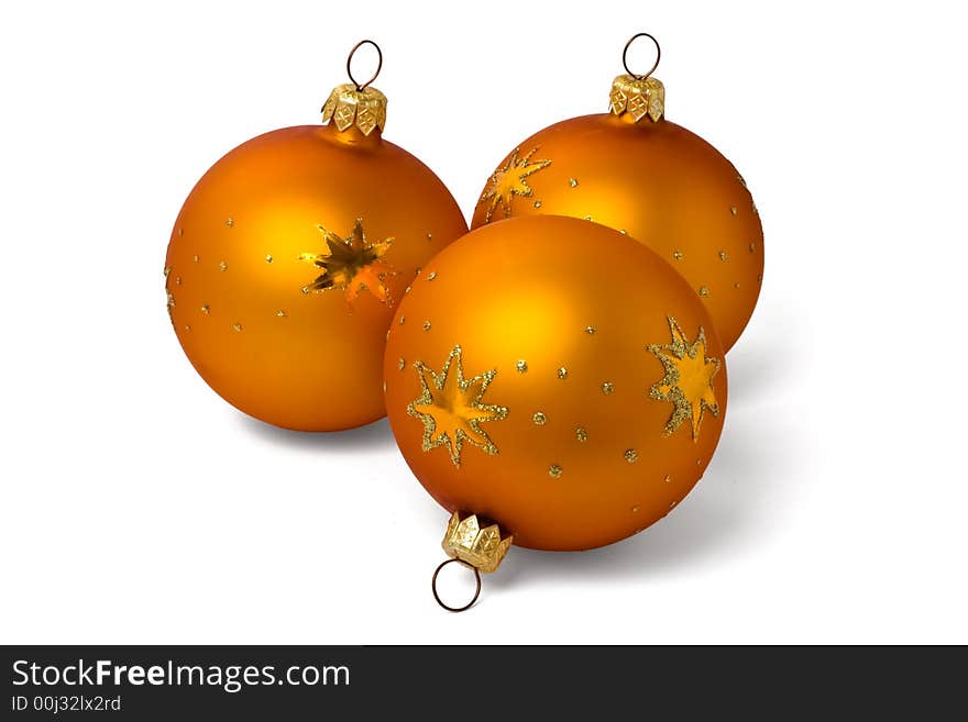 Three Orange Glass Ornaments