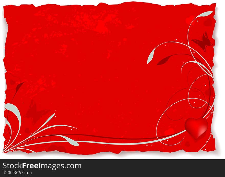 Abstract valentine A - valentines vector grunge illustration on ripped paper