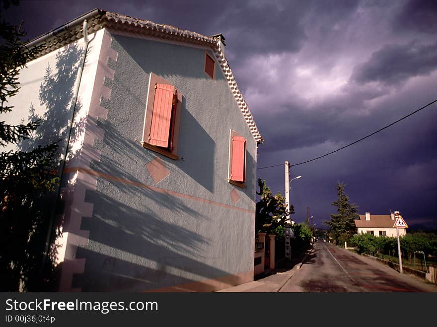 A Moment in the region Provence (France, Europe) shortly before a thunderstorm is going on. A Moment in the region Provence (France, Europe) shortly before a thunderstorm is going on.