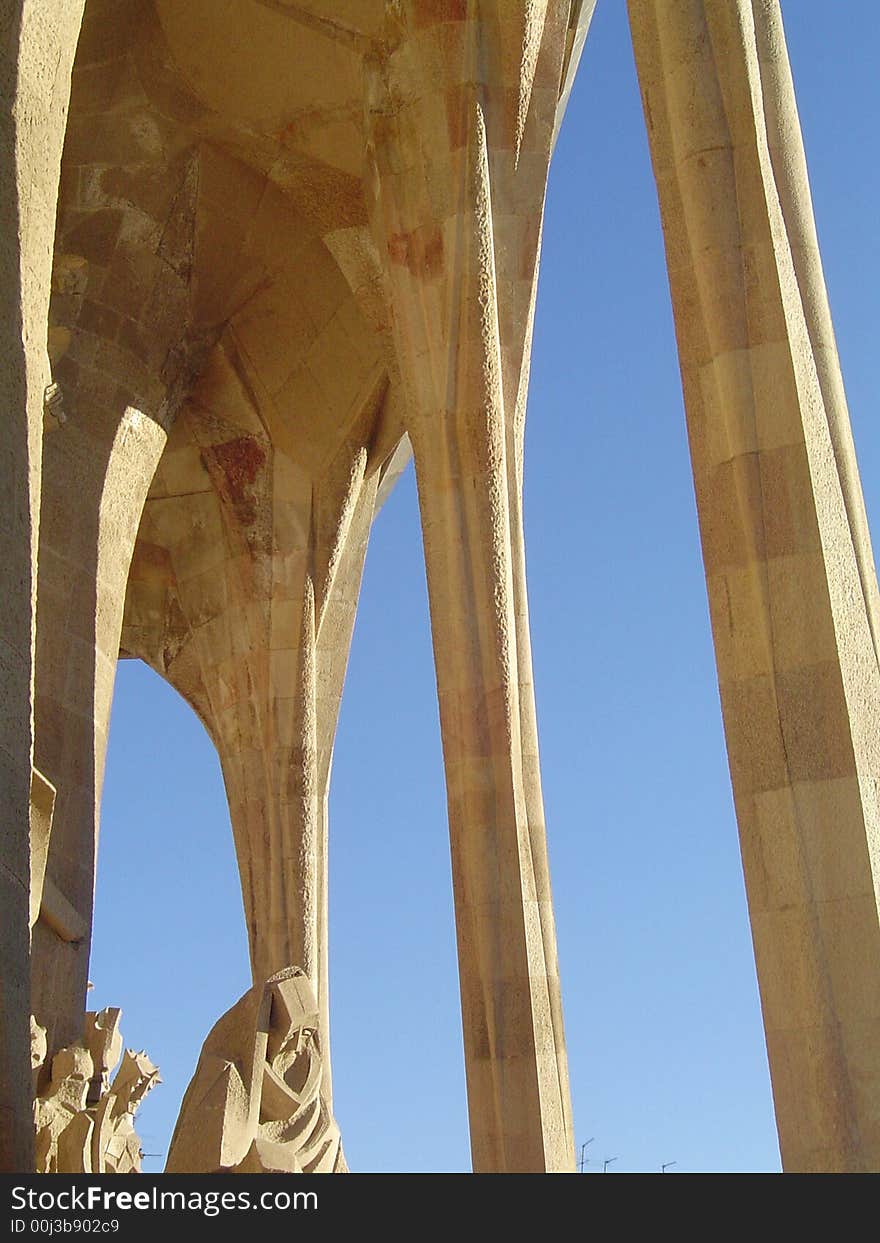 View on detail of Gaudi Sagrada Familia, Barcelona. View on detail of Gaudi Sagrada Familia, Barcelona