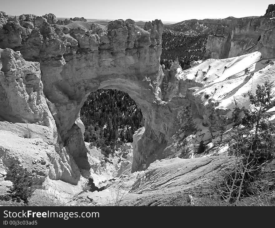 The Zion National Park in Utah USA, in black and white