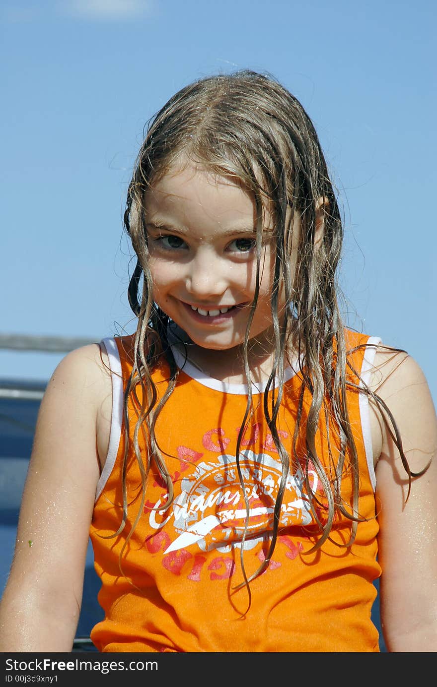 Portrait the girl with a wet hair