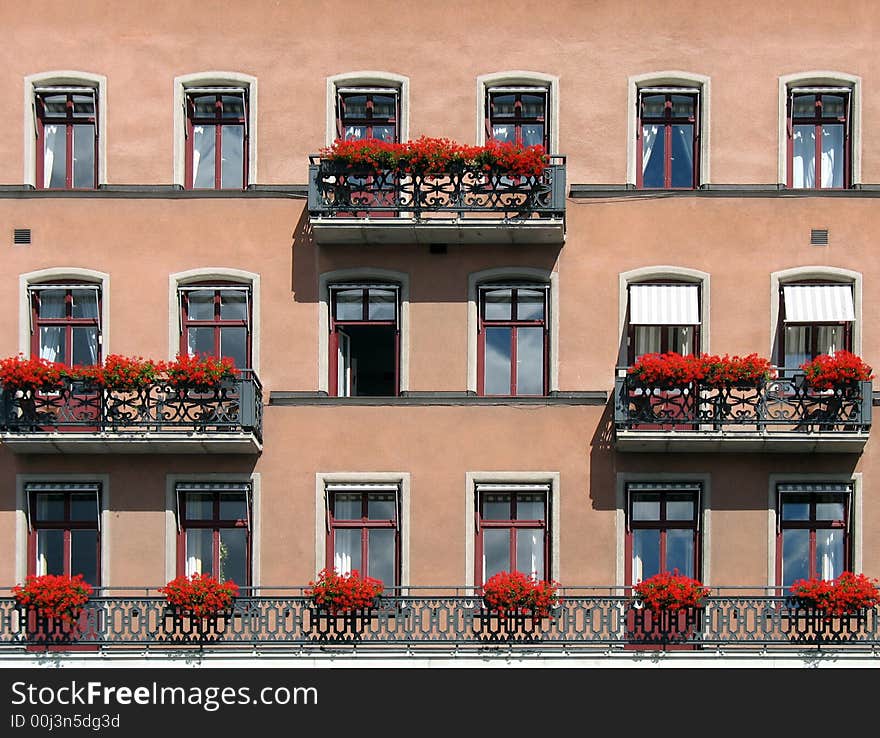 Wall from a hotel with beautiful balconies. Wall from a hotel with beautiful balconies