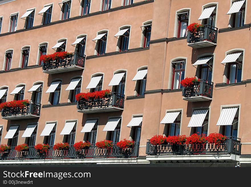 Wall from a hotel with beautiful balconies. Wall from a hotel with beautiful balconies