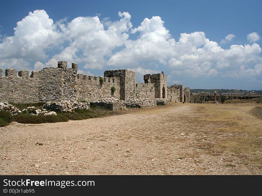 A view of the castle of Methoni (Messinia area, Greece), from its inside. A view of the castle of Methoni (Messinia area, Greece), from its inside