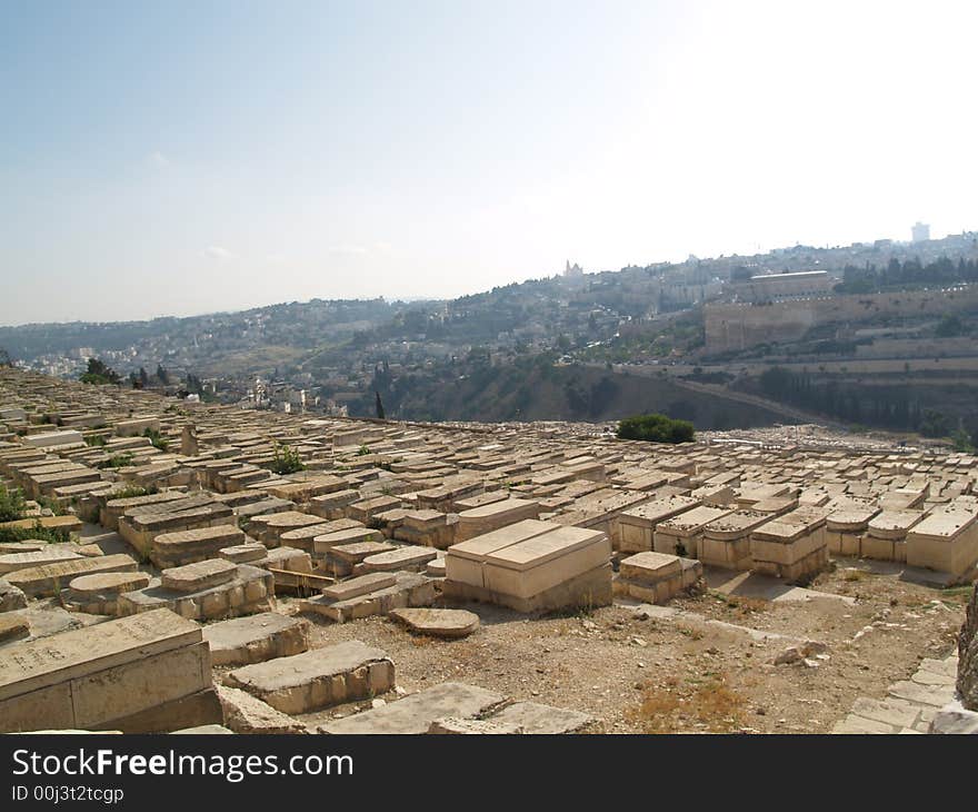 The burial tombs that cover the hillside of the Mt. of Olives. The burial tombs that cover the hillside of the Mt. of Olives