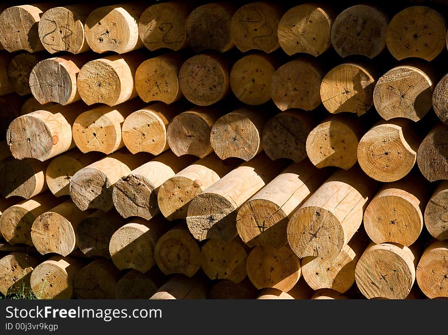 Texture of the stacked wood beams