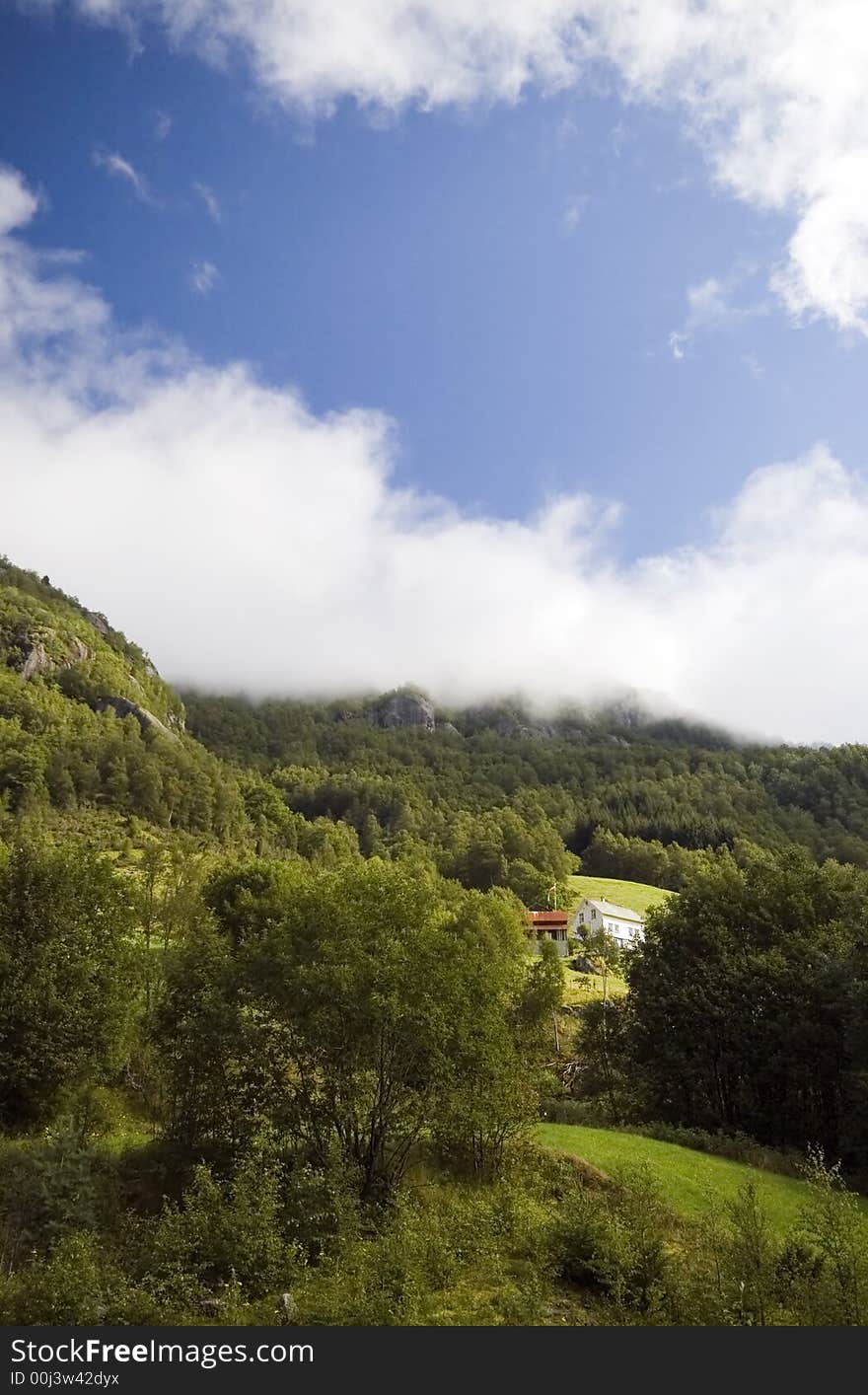 Lonely house on hill,Norway