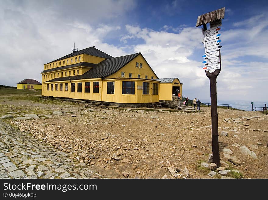 The yellow hut in mountain