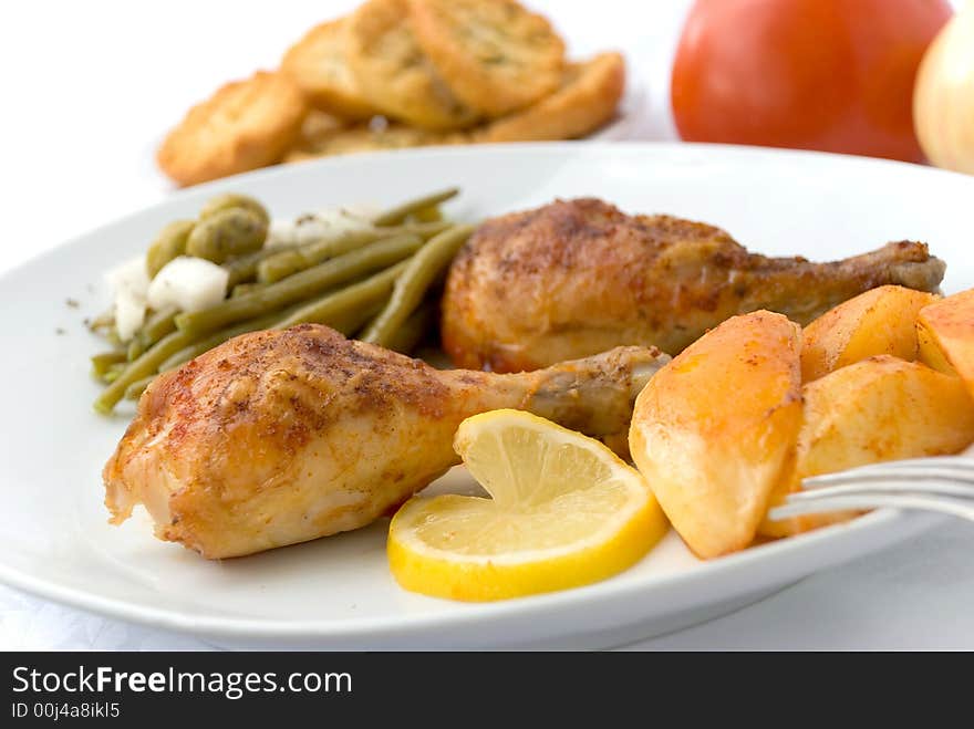 Chicken legs with asparagus