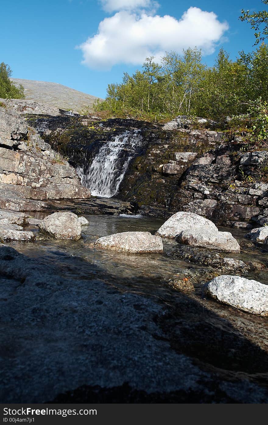 Waterfall on river