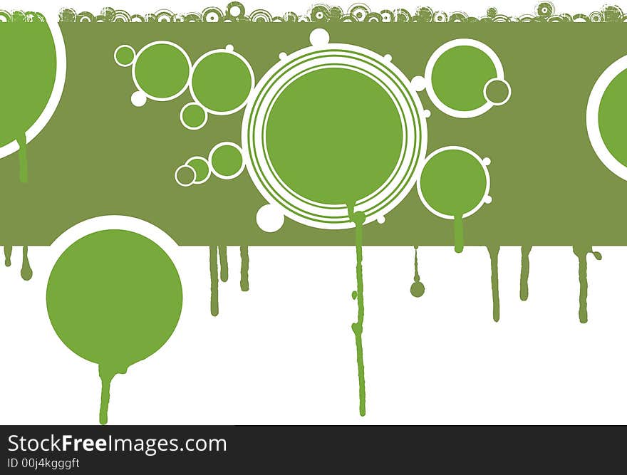 Green Circles wit h Dark green grunge background and copyspace