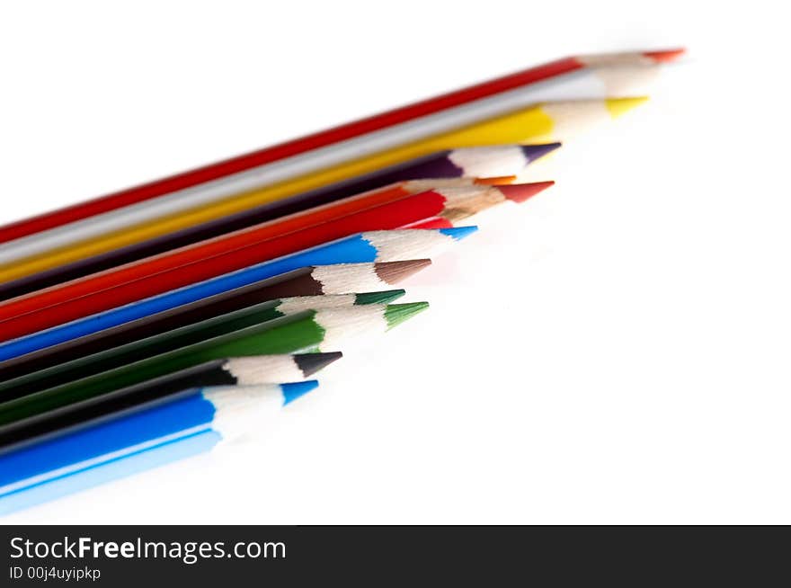 An image of set of pencils on white background