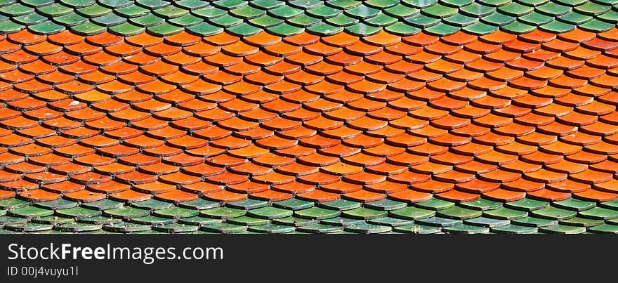 Close up of a Buddhist temple roof, suitable as a background