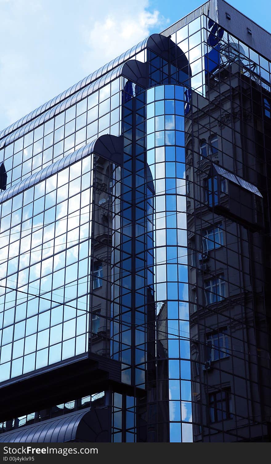 Blue-colored photo of skyskeper in centre of Moscow. Blue-colored photo of skyskeper in centre of Moscow