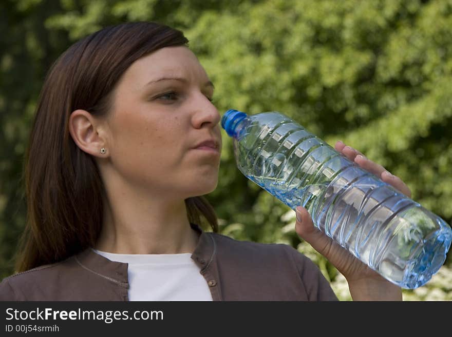 Drink a water from bottle. Drink a water from bottle