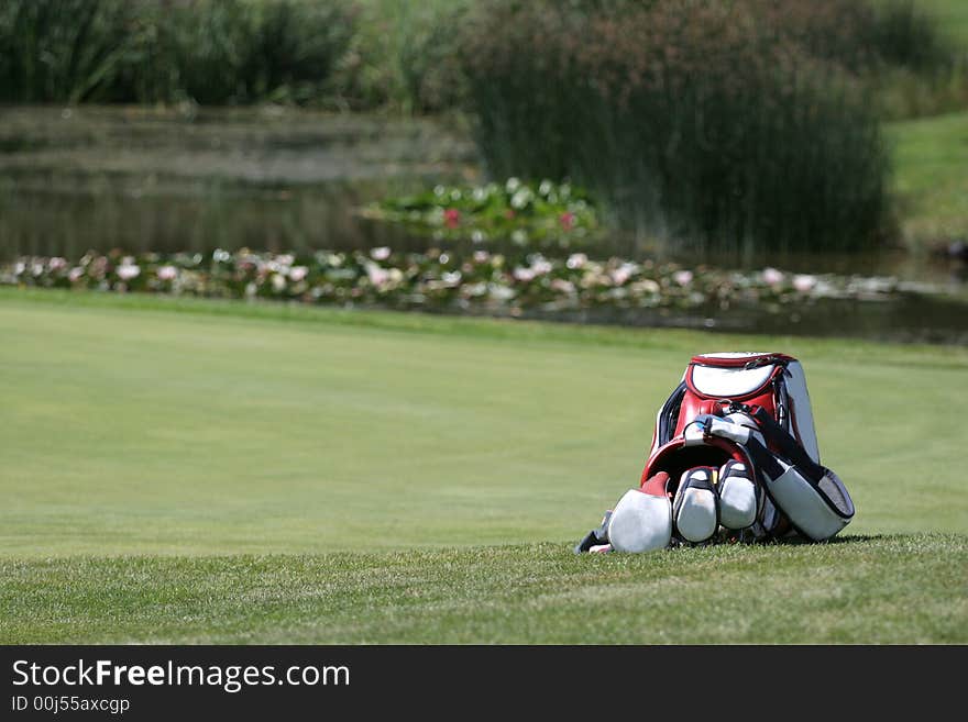 Golf bag and set of clubs