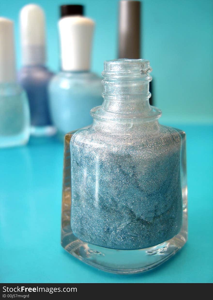 Nail polish on blue