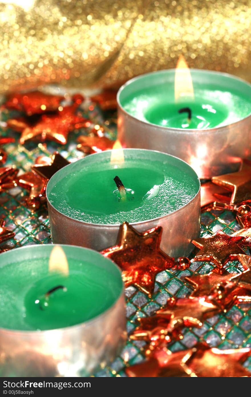 Green Candles With Stars