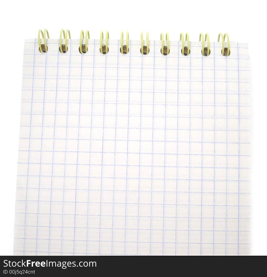 Piece of notepad isolated on white background