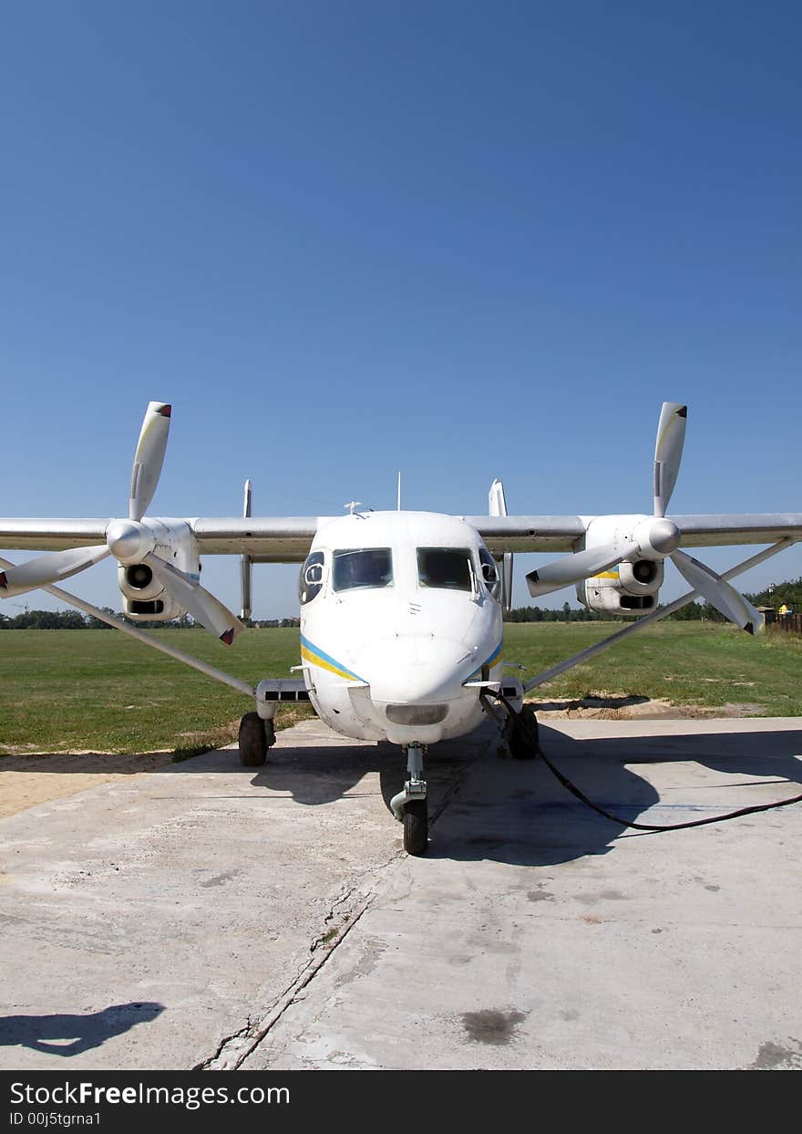 Front view of the An-28 aircraft. Front view of the An-28 aircraft