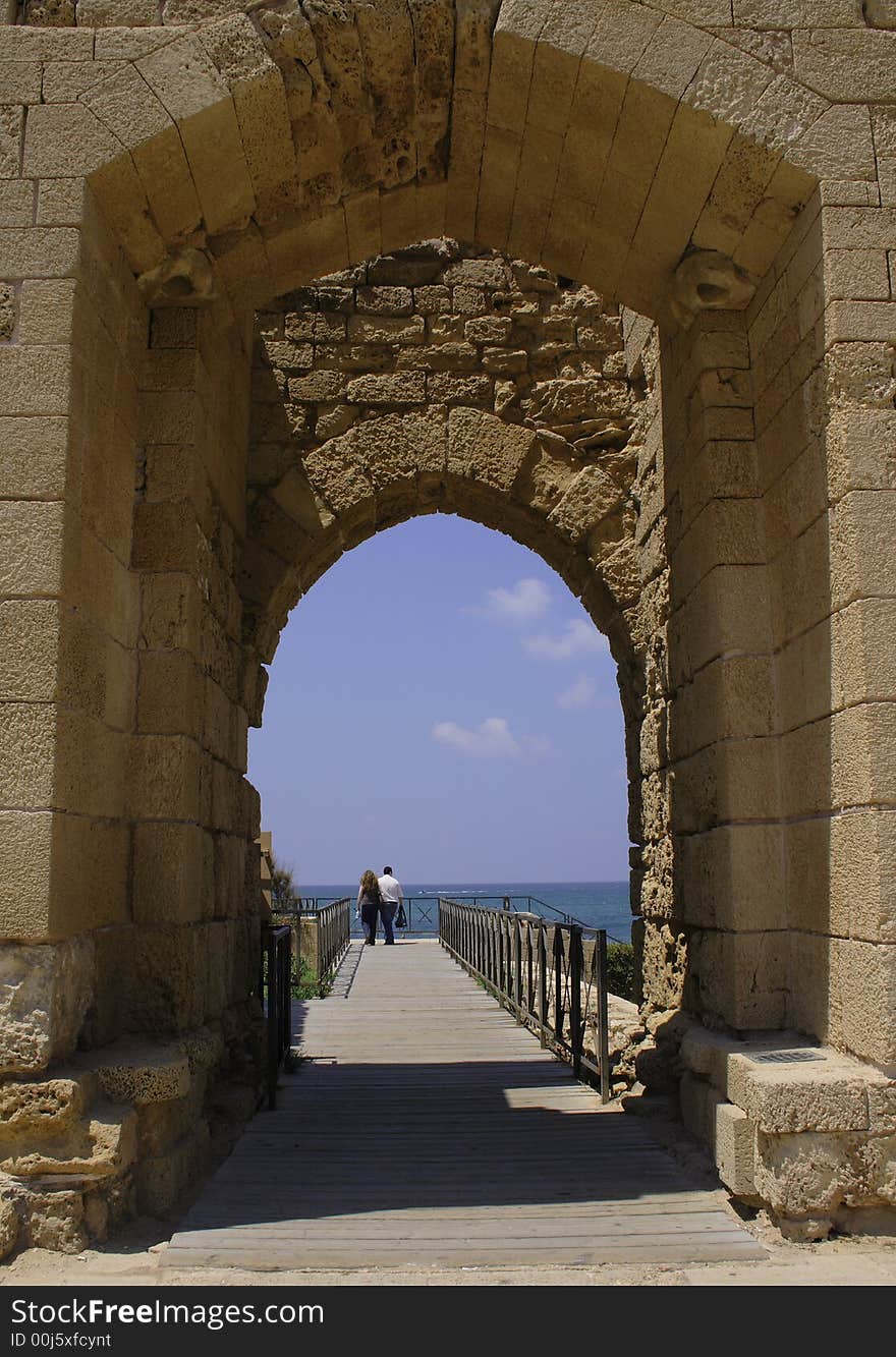 Ancient road to the sea in Cesarea. Ancient road to the sea in Cesarea