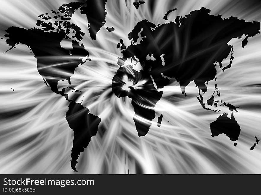 Black and white world map