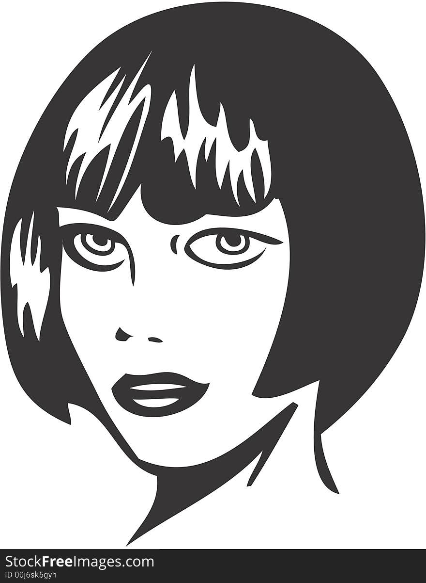 Shorthaired girl, retro-style illustration. Shorthaired girl, retro-style illustration