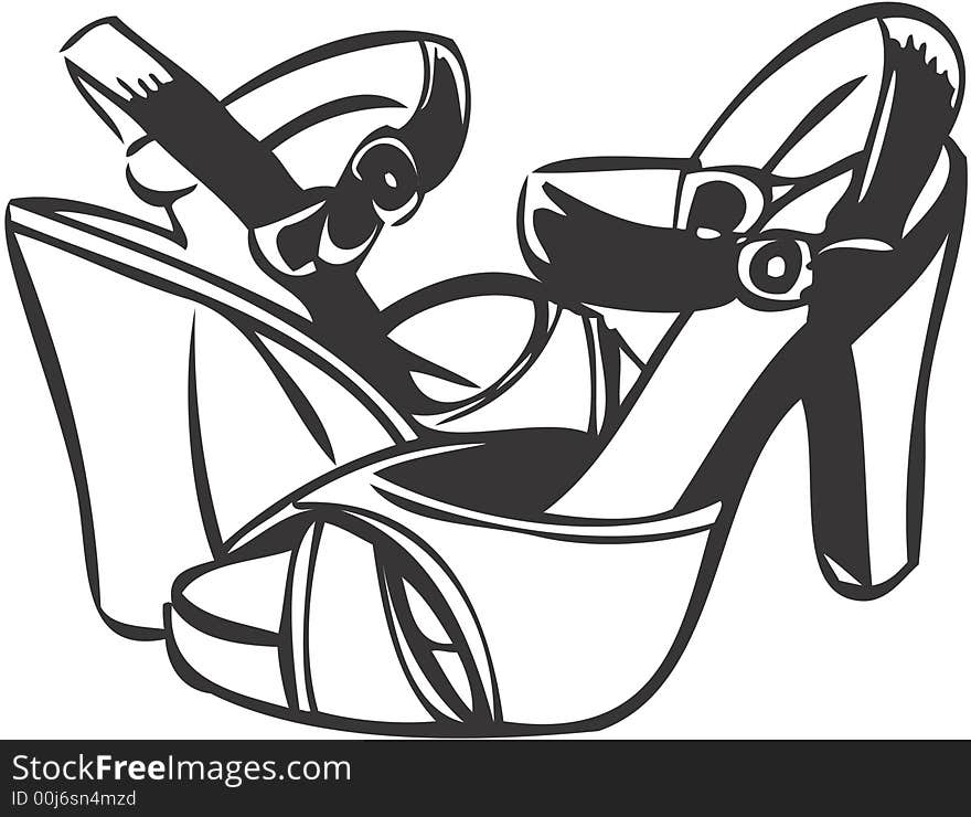 Pair of shoes, retro-style illustration