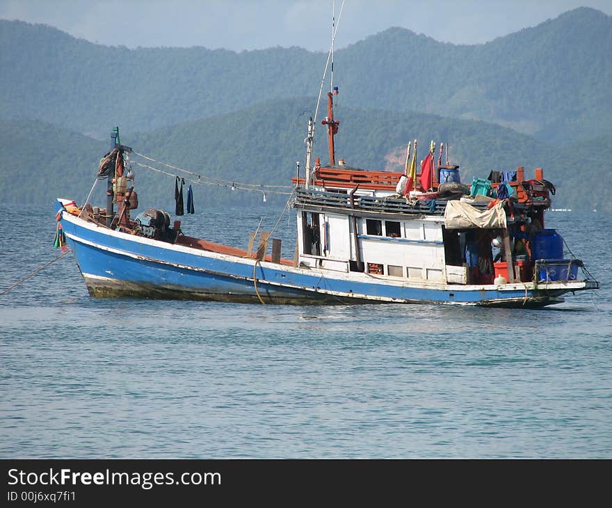 Fisherman ship in Andaman Sea. Thailand.