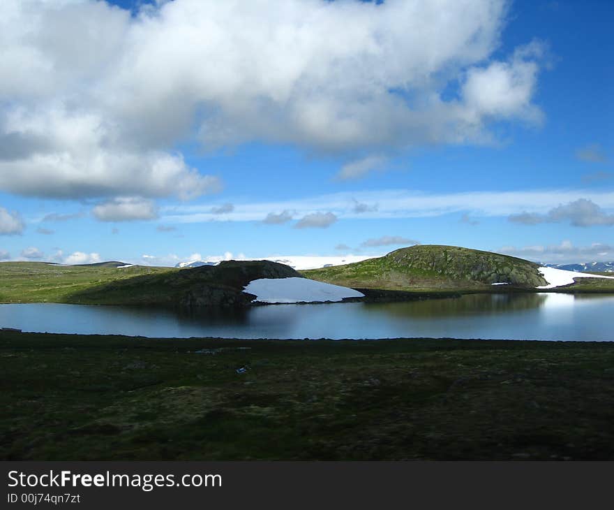 Lake Norway on mountain crossi